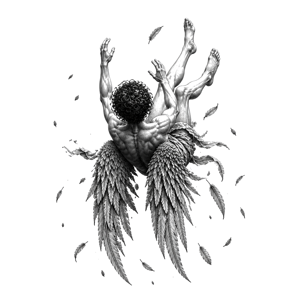 Un ange de style Icarus de la mythologie grecque qui tombe