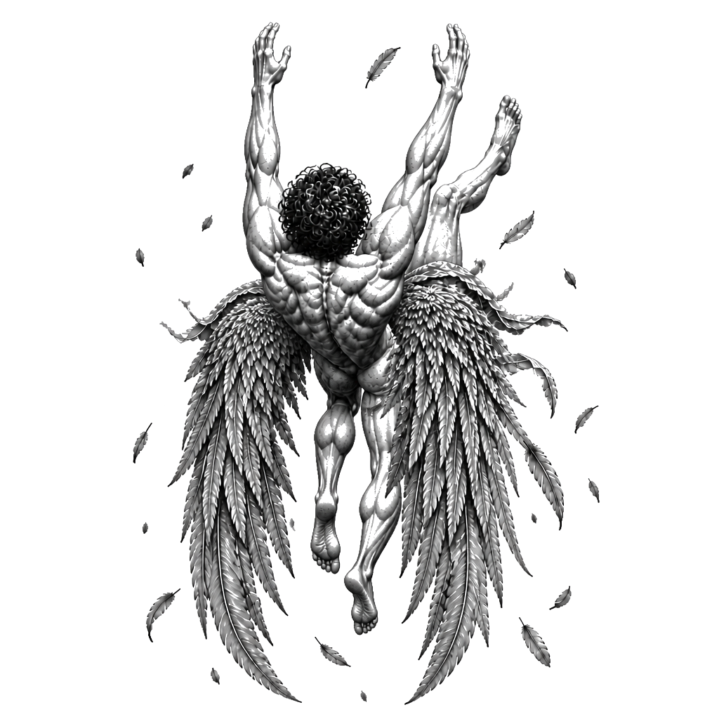Un ange de style Icarus de la mythologie grecque qui tombe