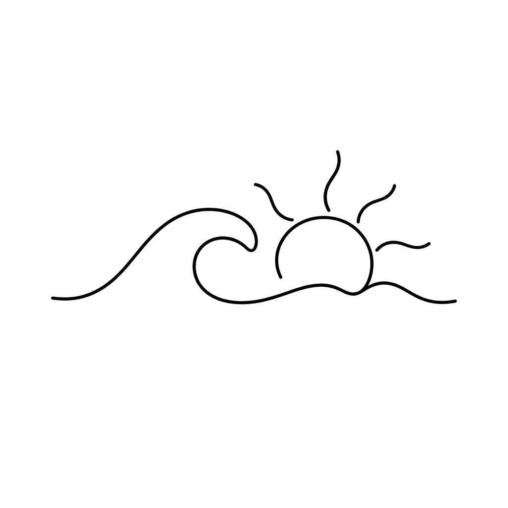 A wave and a sun in a single stroke