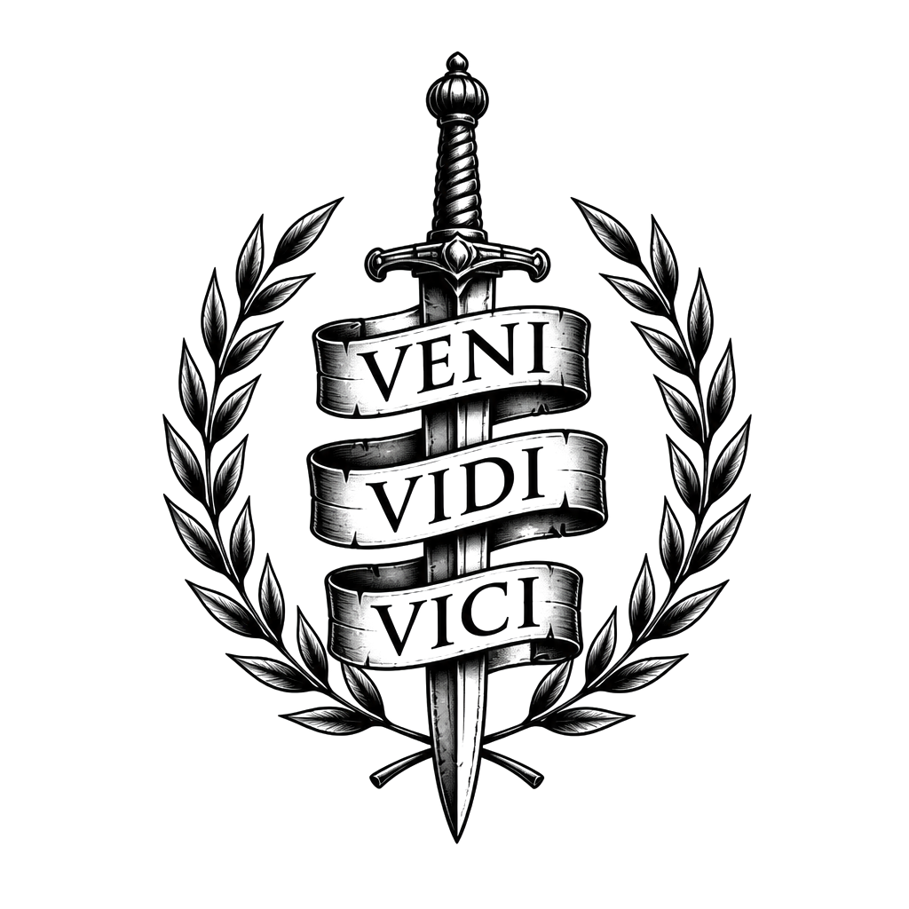 “Veni vidi vici” in roman lettering