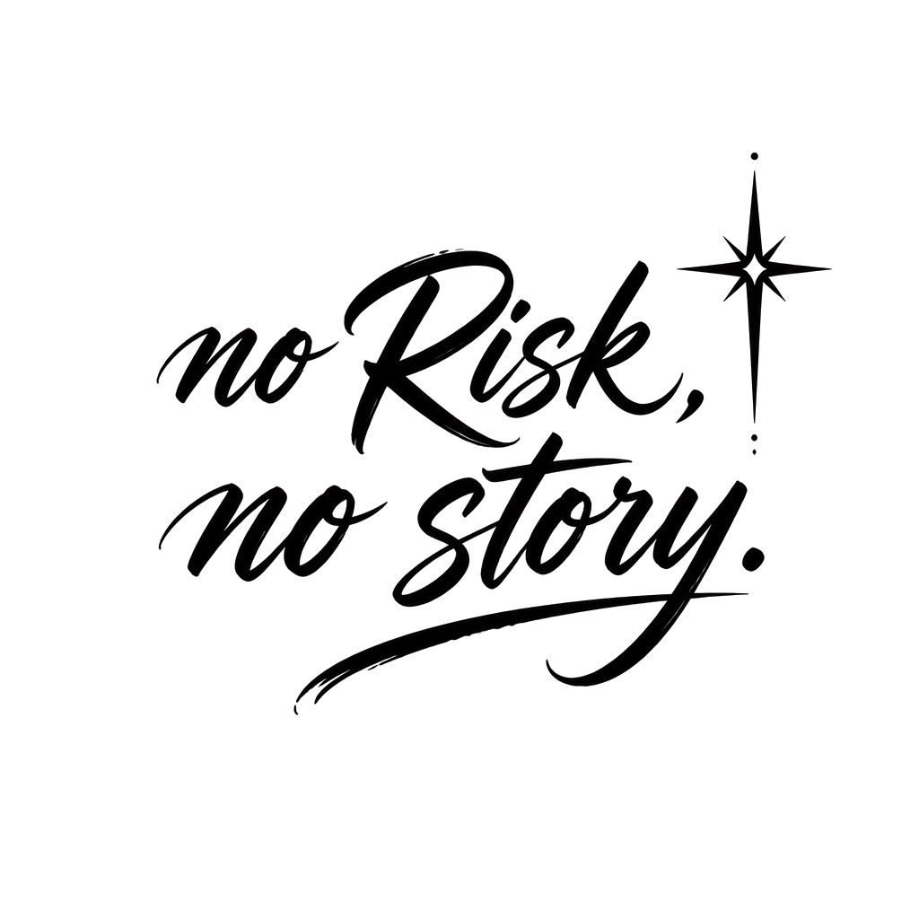 Ein Satz „no Risk, no story.“
Mit einen kleinen Ministern oben rechts neben den y länglich