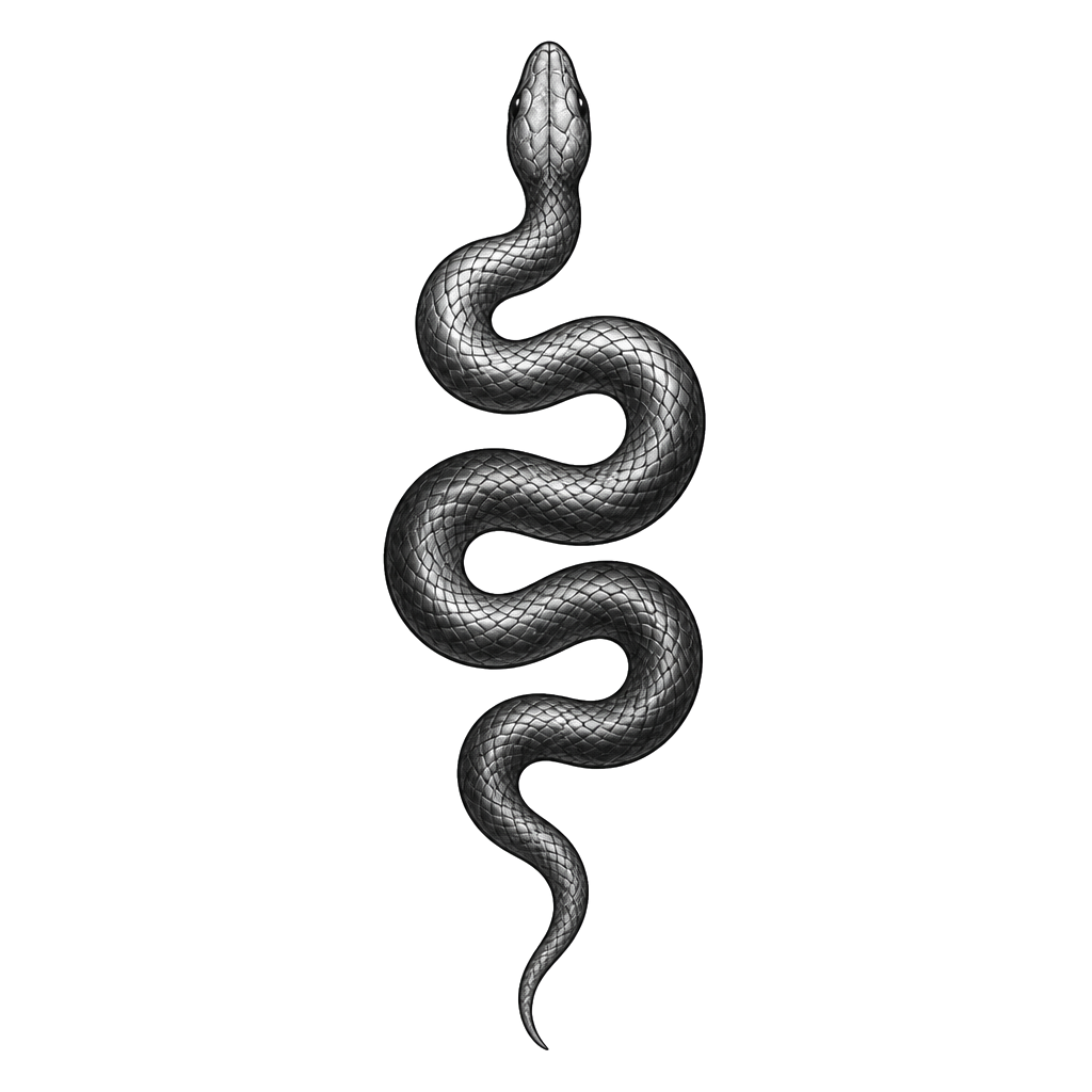 Shaded snake, top down view, simplistic face