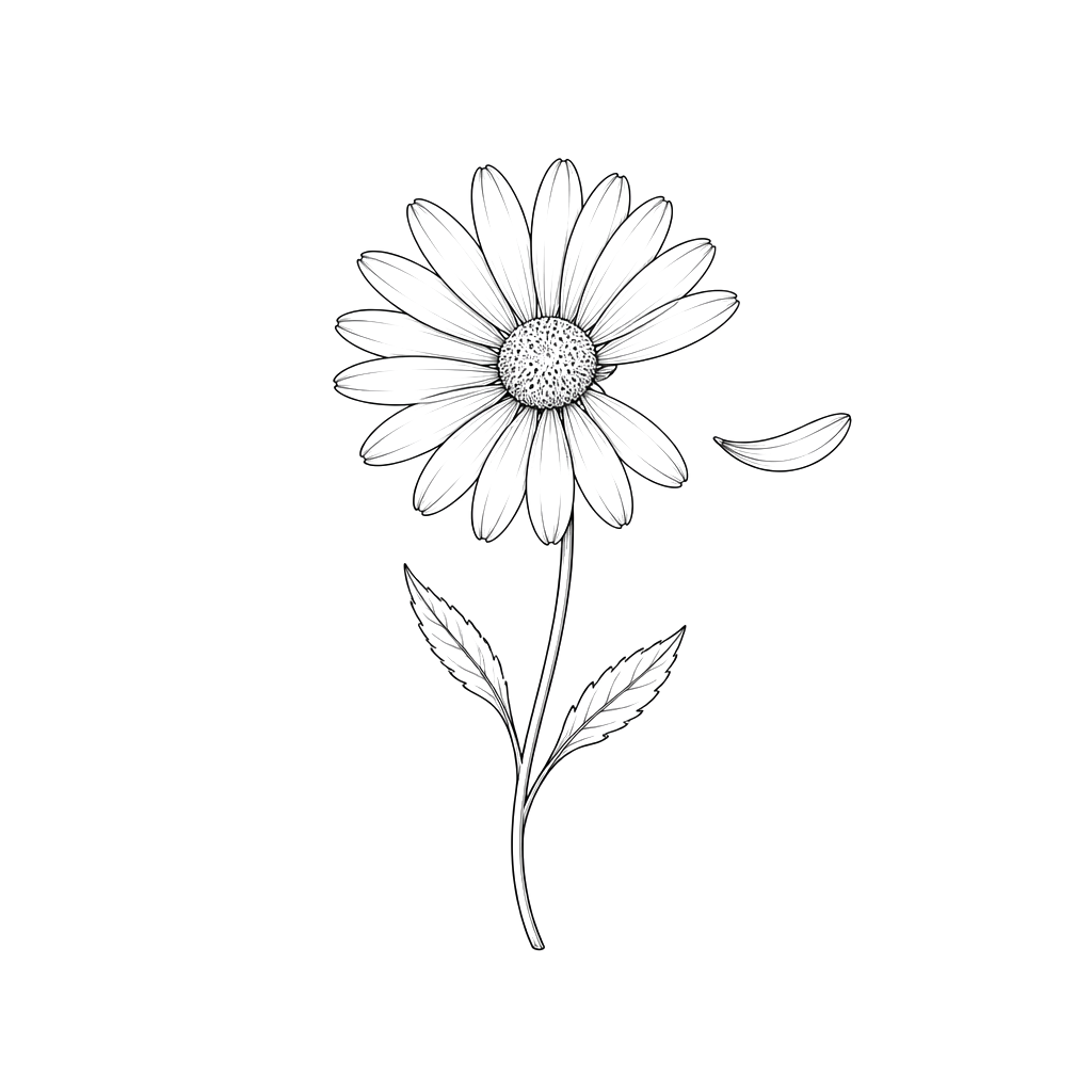 A daisy with one petal drifting loose
