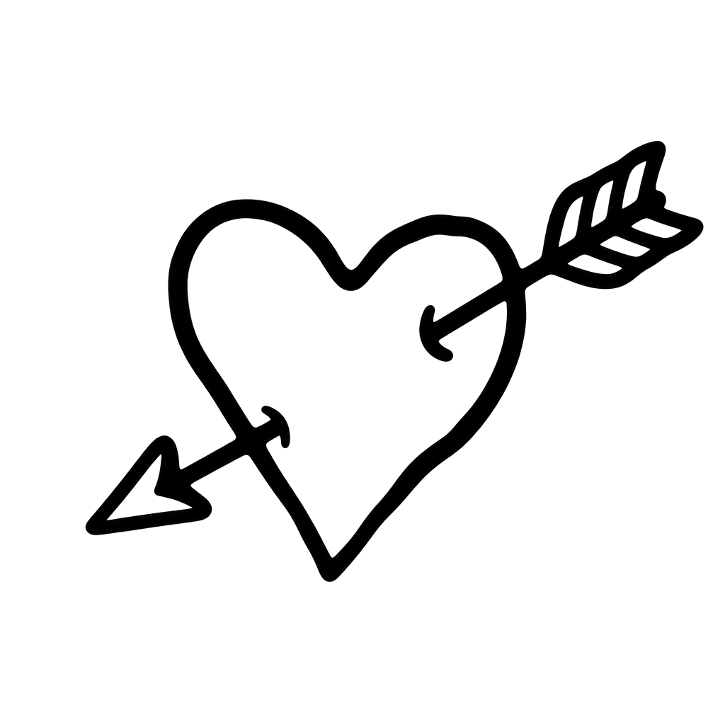 A wobbly heart with an arrow through it