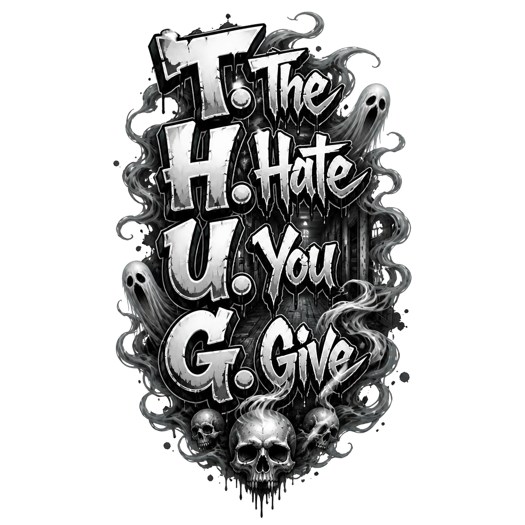 T.The
H.Hate
U.You
G.Give
Floating through a spooky hallway