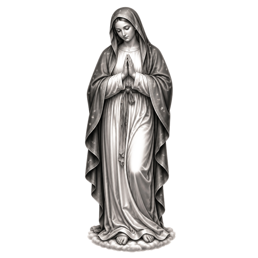The Virgina Mary, full portrait image. Best tatooes in the word.