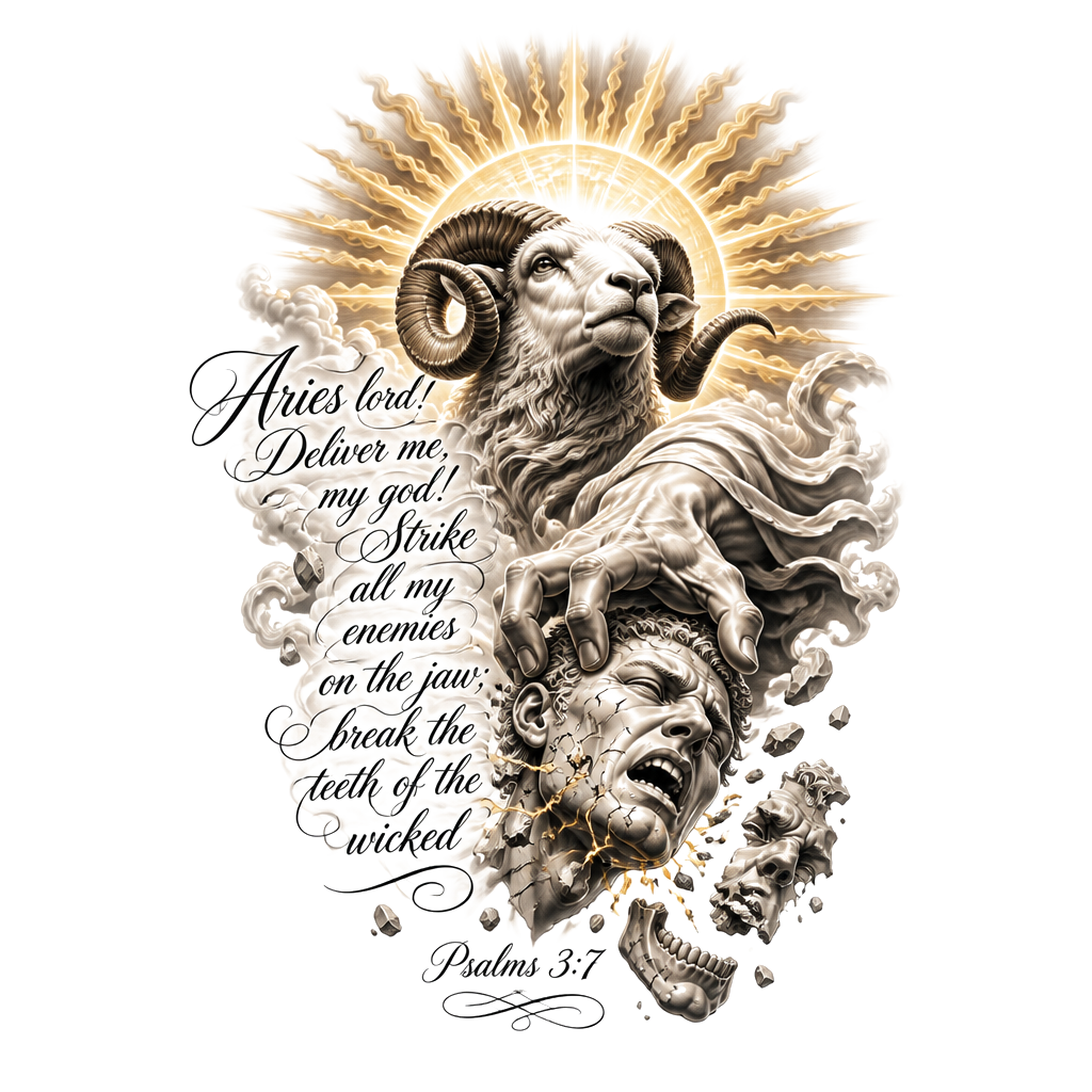 Aries lord! Deliver me, my god! Strike all my enemies on the jaw; break the teeth of the wicked 
Psalms 3:7


Sun shine in background
