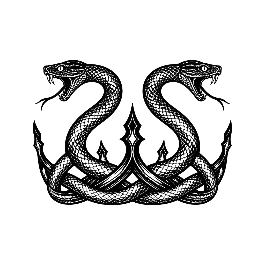 A double-headed snake arched into a crown