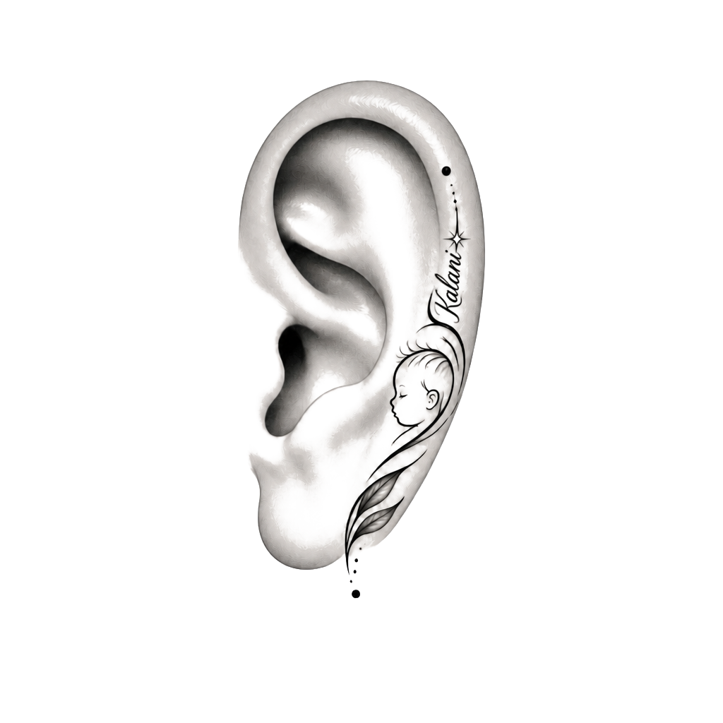 I need a perfect way to put my son name on side of my ear