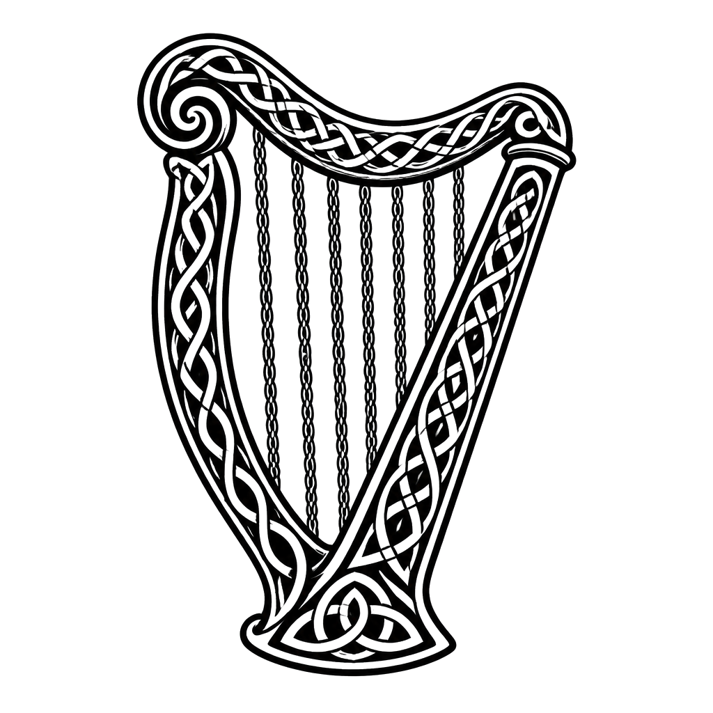 A harp strung with knotwork cords