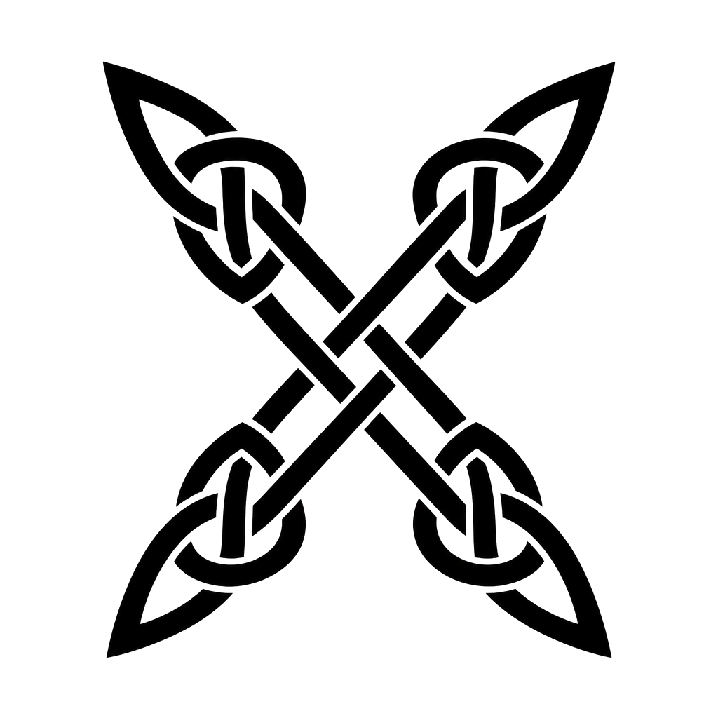 The Gebo rune of the gift woven into an interlaced X