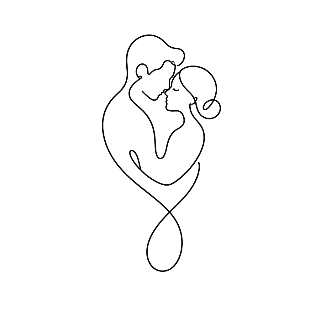 Two lovers formed from a single stroke