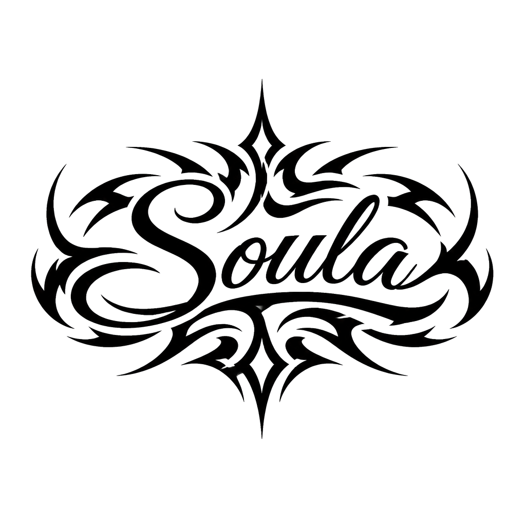 The Name ‘ Soula ‘ with tribal design around it