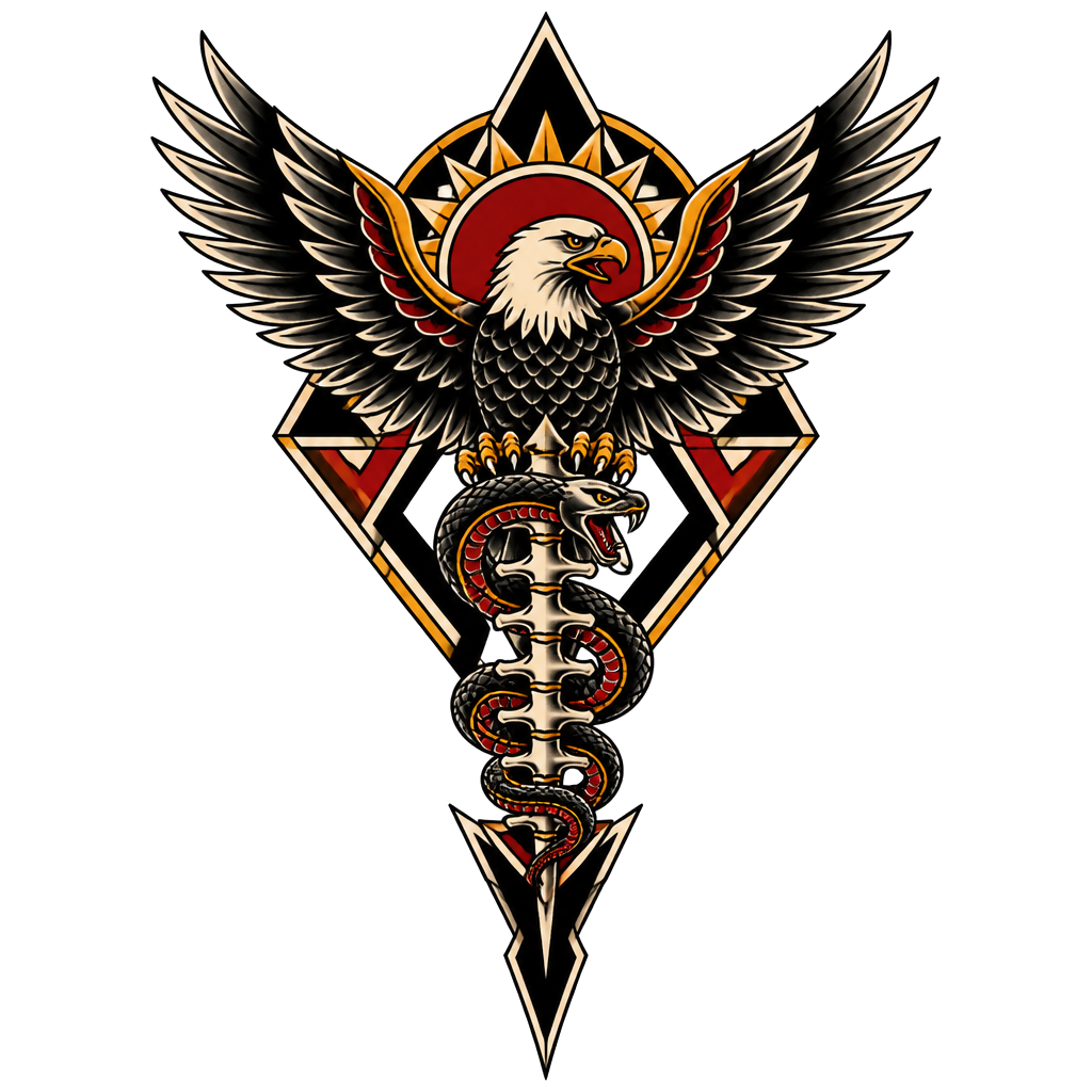 Want a tattoo that covers upper portion on my back down into the spine something showing strength