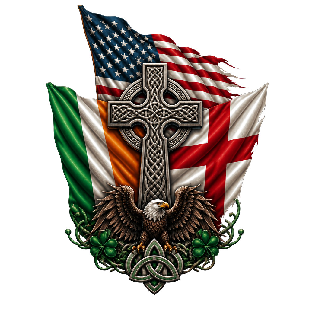 English and Irish tattoo with meaning that also is America.