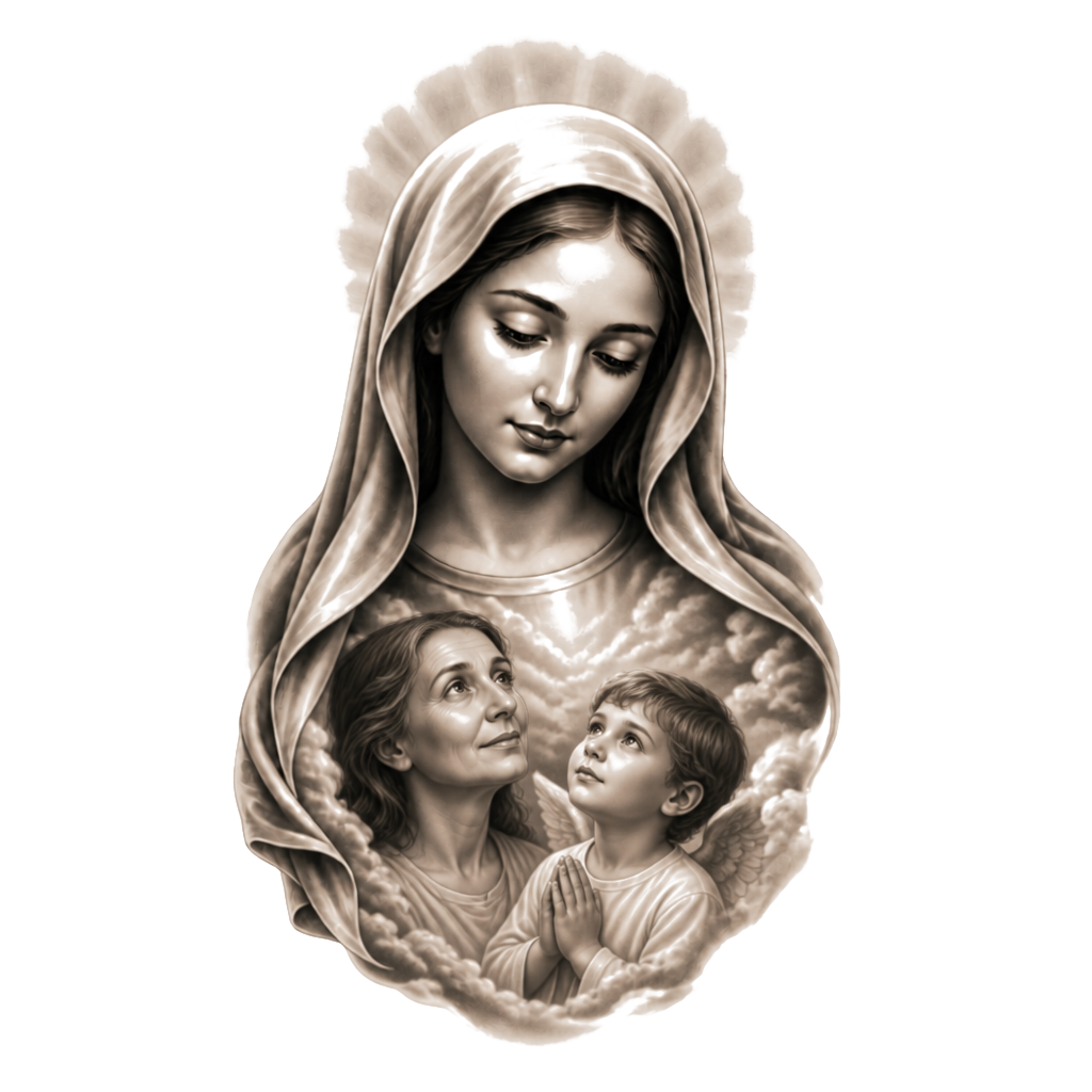 Virgina Mary face. I want it tstoo with her face impression of always watching over my mother Mary, that has passed away.  My little Valentice watching at man mom in heaven.