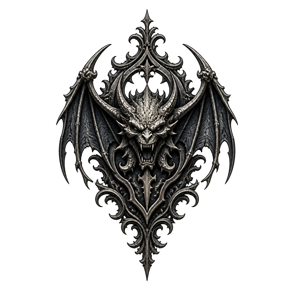 Gothic with monster emblem and filigree