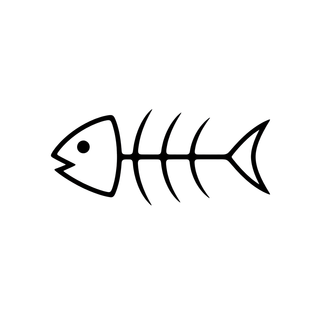 A fish skeleton drawn in five lines