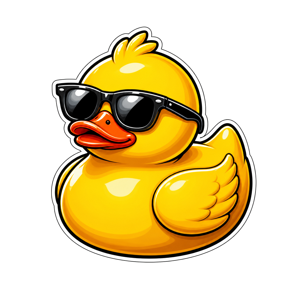 A rubber duck in tiny sunglasses