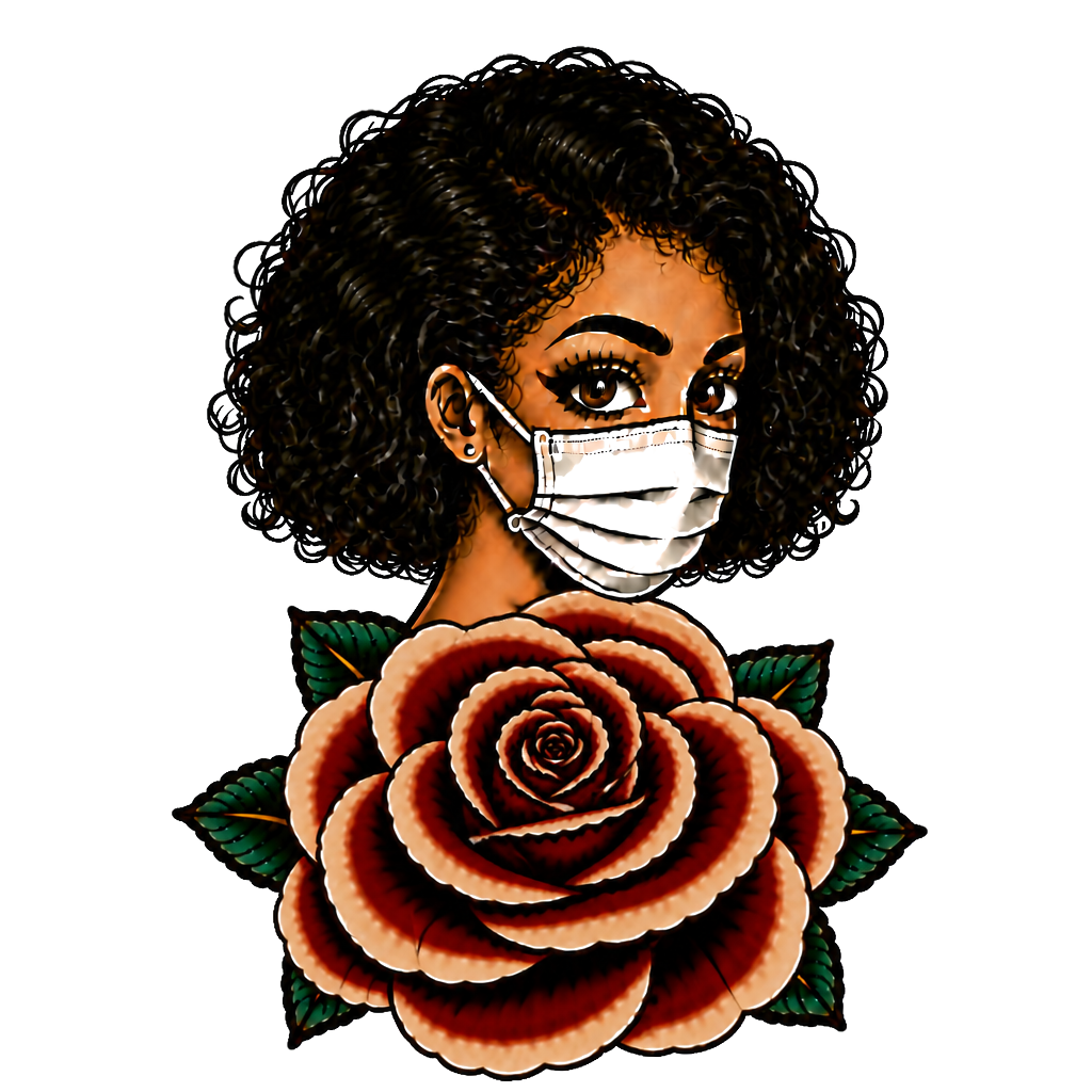Women wearing a mask