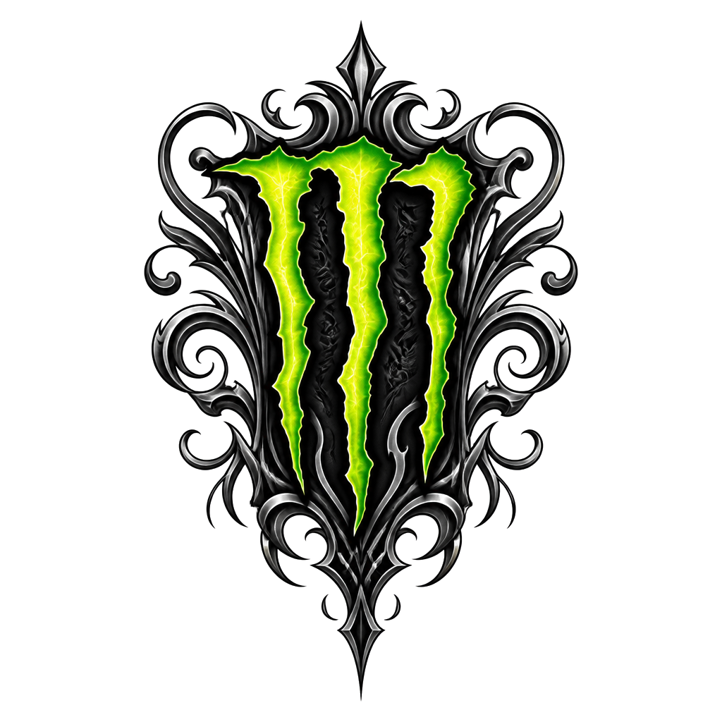 monster energy emblem and filigree