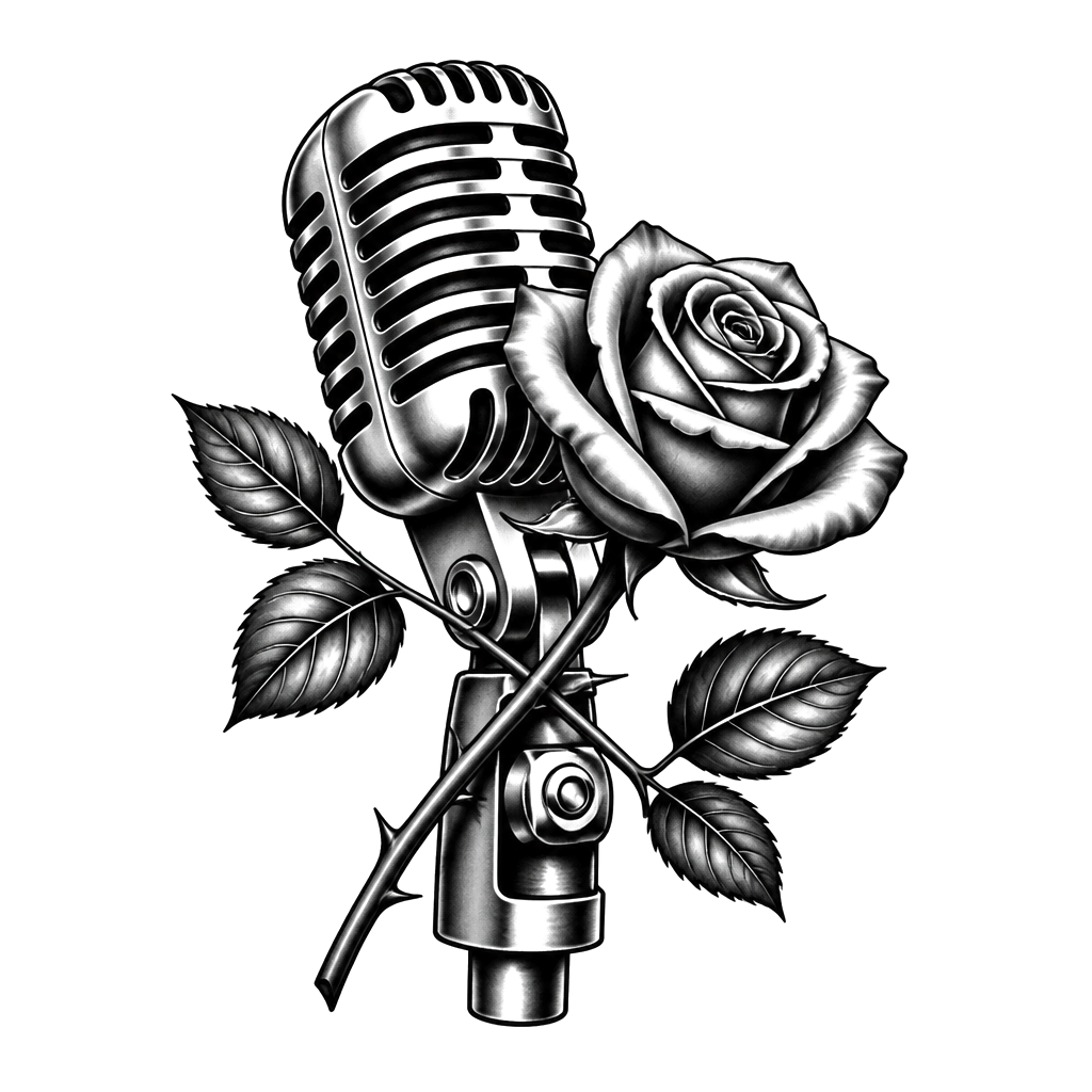 A vintage microphone crossed with a rose
