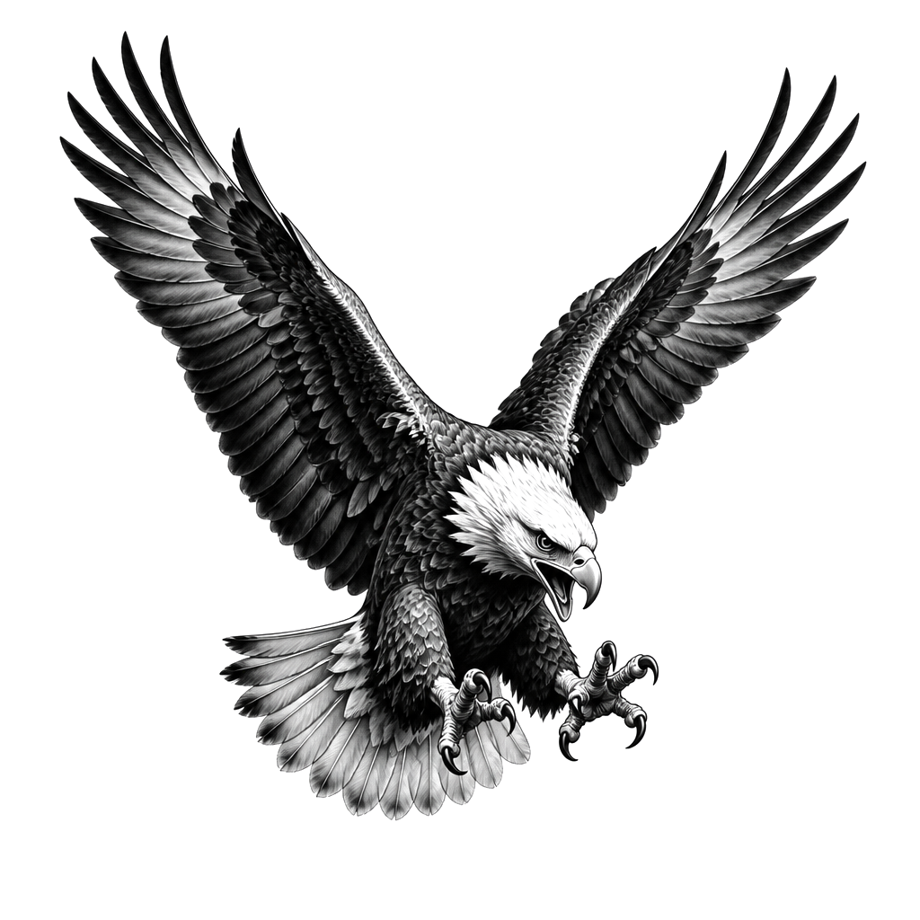 An eagle diving with its talons out