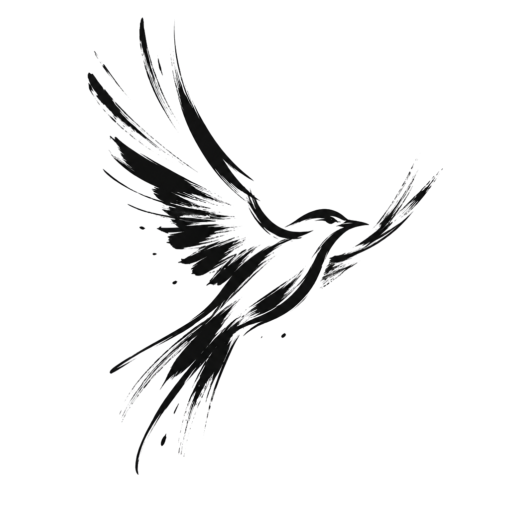 A bird formed from loose gestural strokes