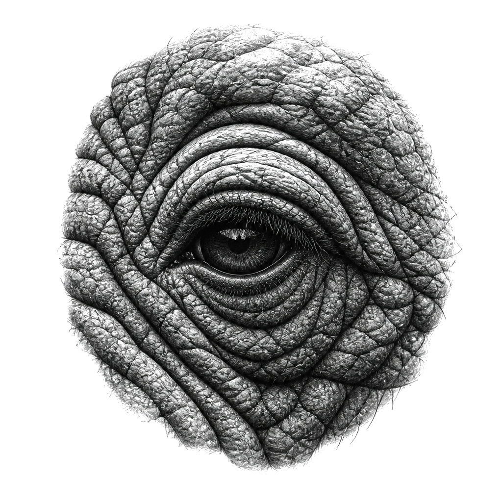 An elephant eye framed by wrinkled skin