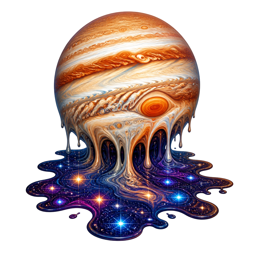 Jupiter melting into a puddle of stars