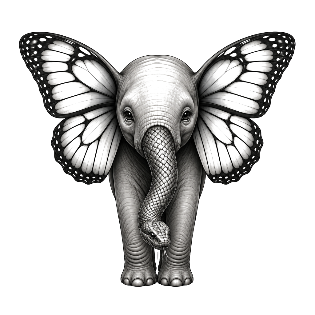 Elephant with butterfly ears