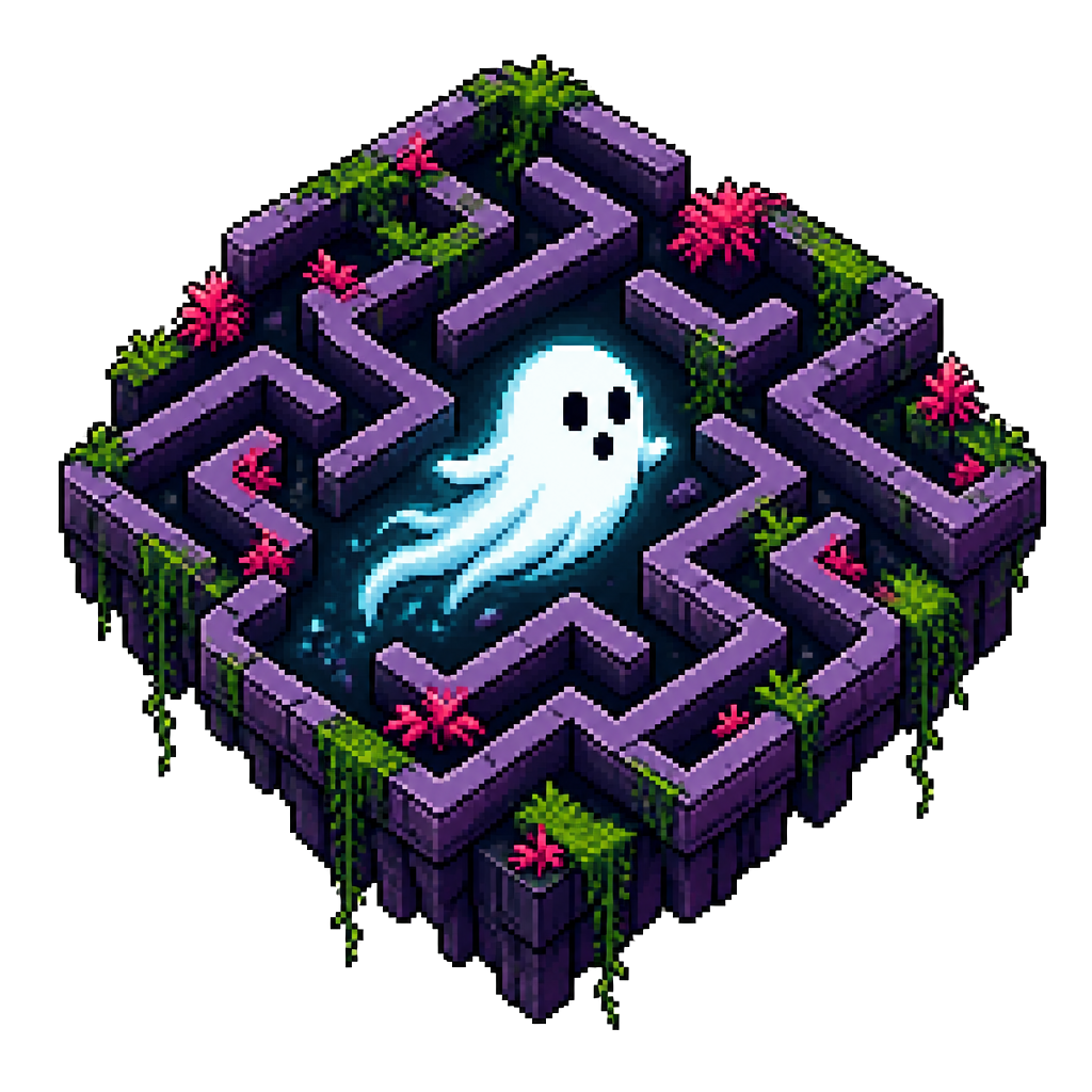 A ghost drifting through a maze