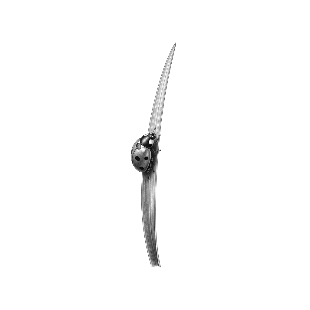 A tiny ladybug resting on a blade of grass
