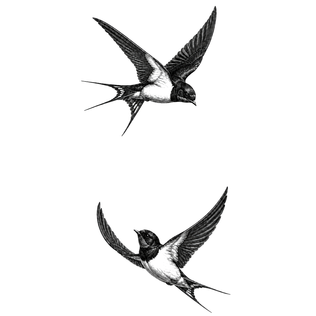 Deux hirondelles réaliste