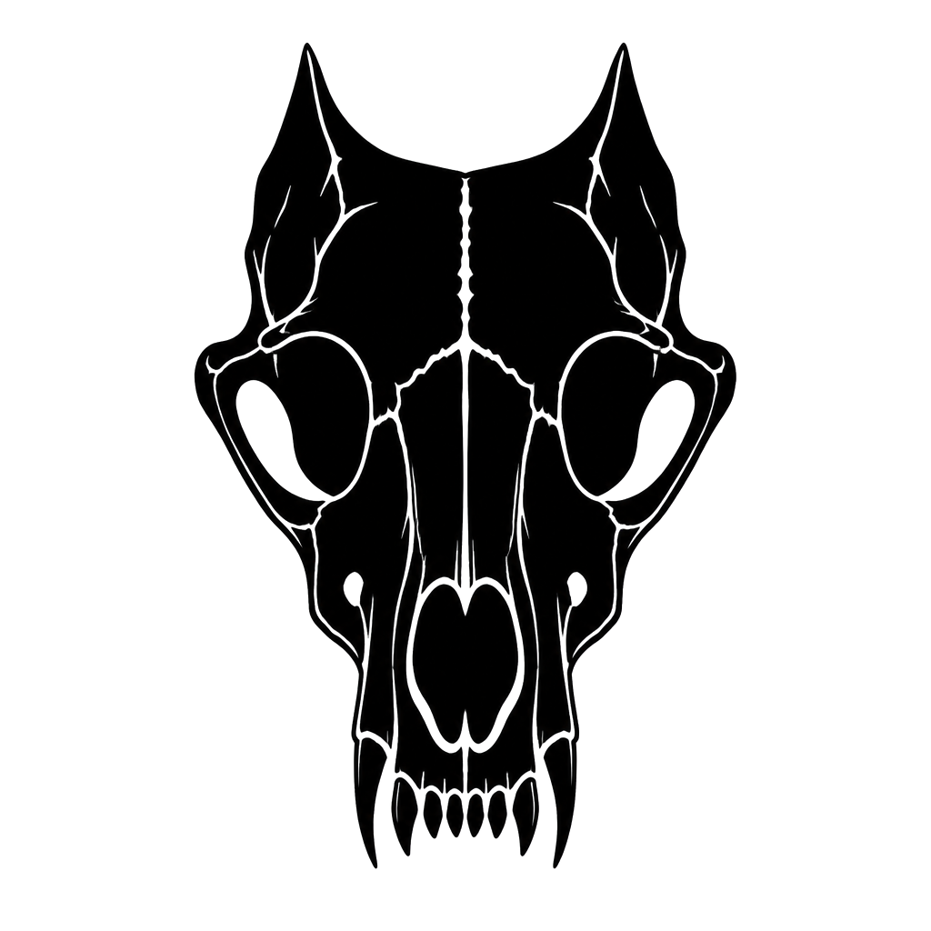 A wolf skull filled with dense black shadow