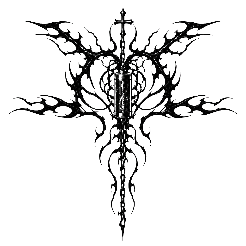 Design me a tattoo for my back that goes from shoulder blade to shoulder blade and these down into the spine with a chain hanging, and a battery powering the tattoo