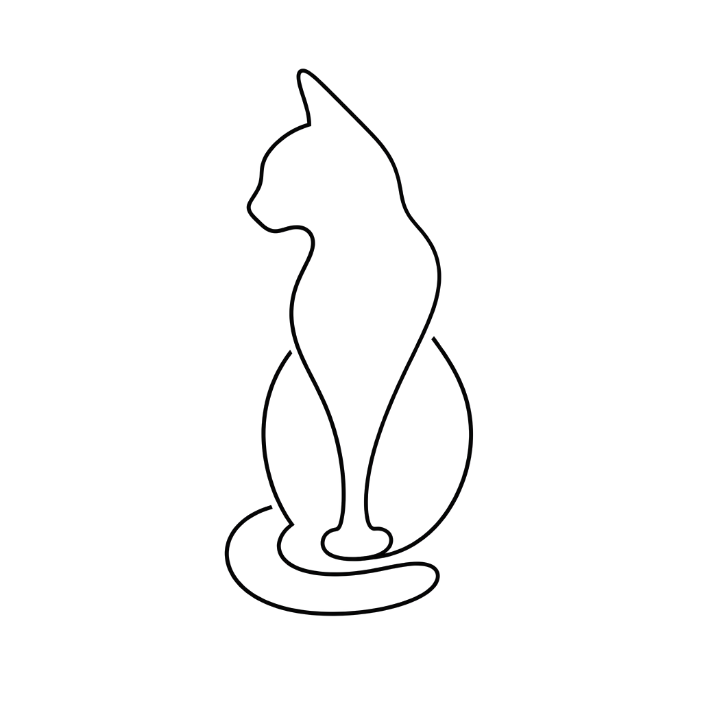A cat sitting, drawn in two lines