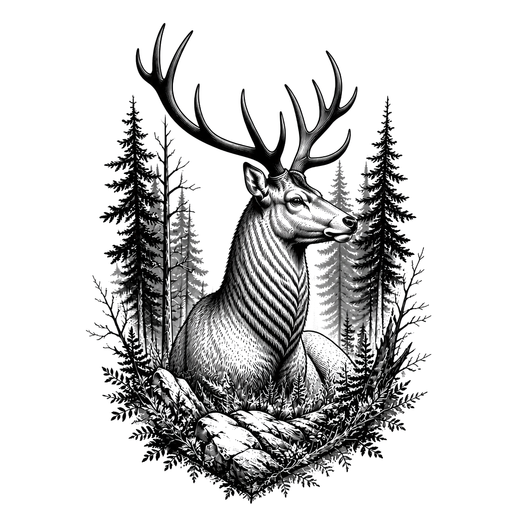 A big deer in the woods