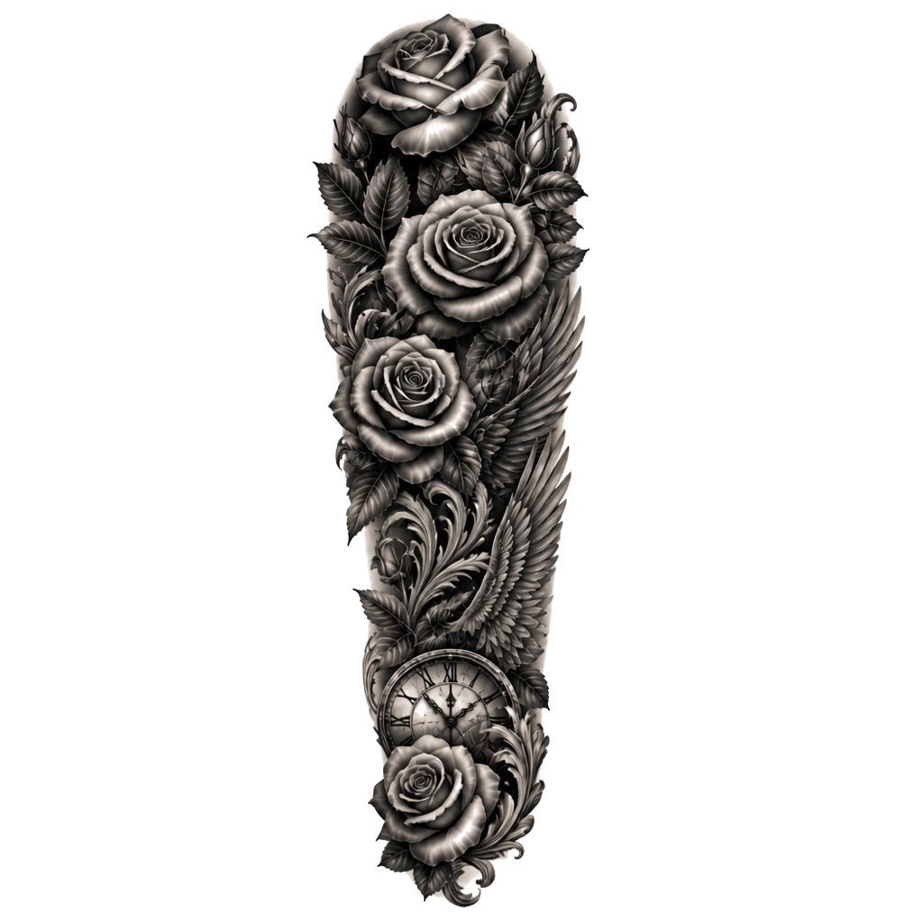 Ich will ein sleeve tattoo und da sollen auf jeden Fall Rosen drauf sein und dem Rest kannst du dir selbst aussuchen