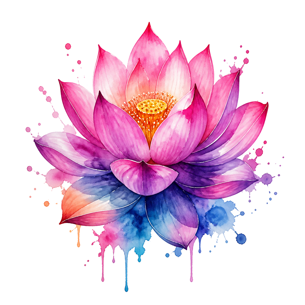 A lotus blooming in soft bleeding pigment