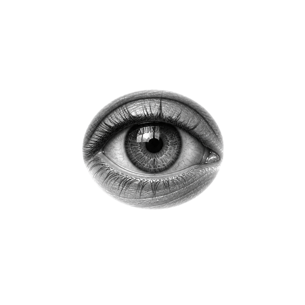 A realistic eye the size of a coin
