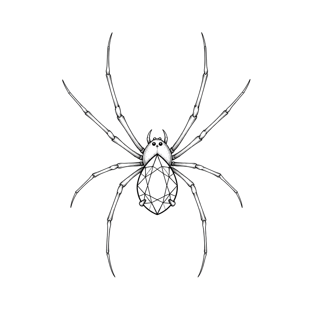 A spider whose body is a small cut gemstone