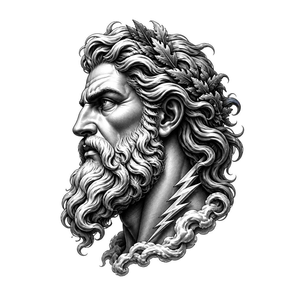 Face de Zeus sur le côté