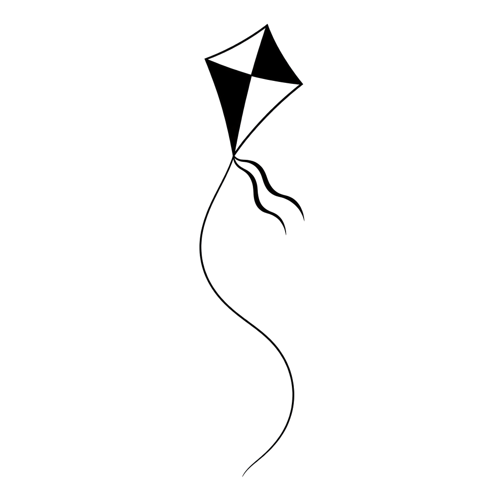 A kite drifting on one long curved string