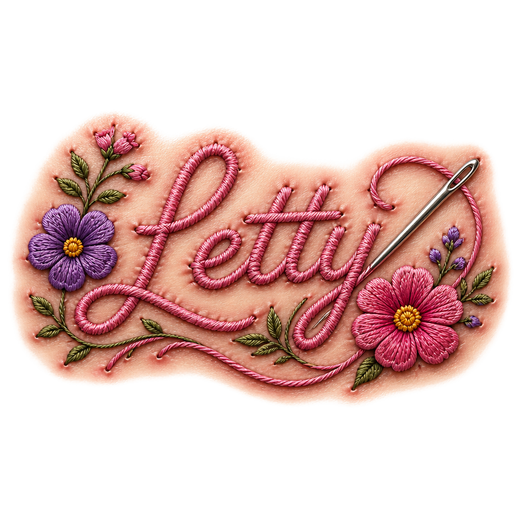 My mom loved to sew. She passed away and I want to make a tattoo of her name sewn into my arm with her name Letty. Make it look like it’s sewn into the flesh.