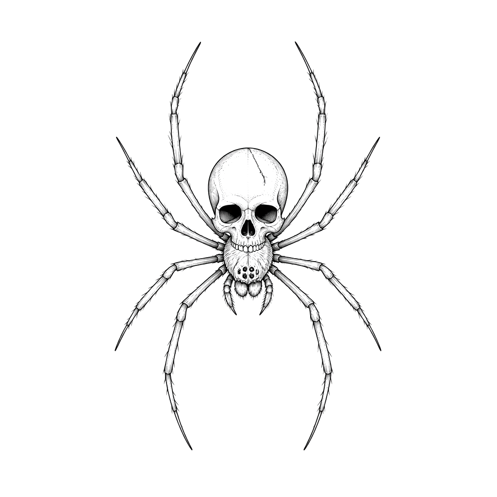 A spider whose abdomen is a tiny skull