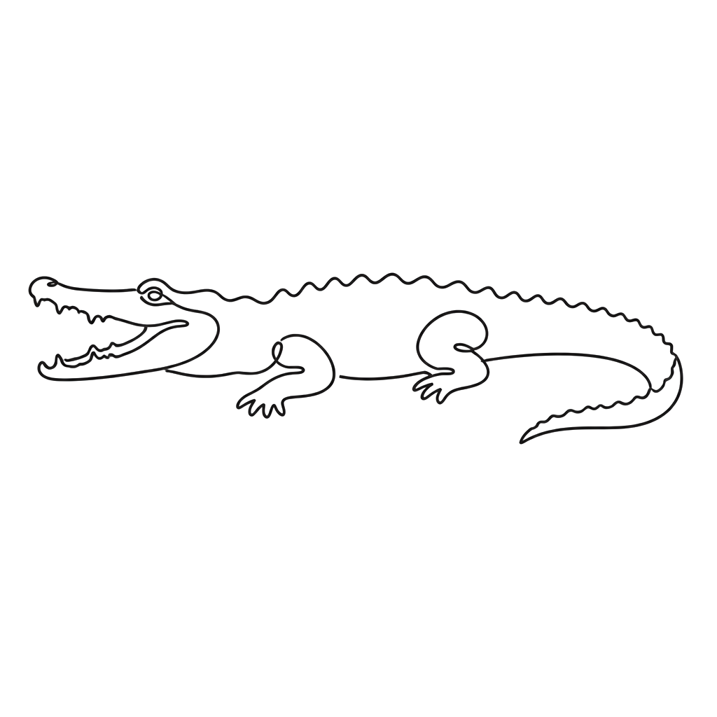 A crocodile drawn in one long line