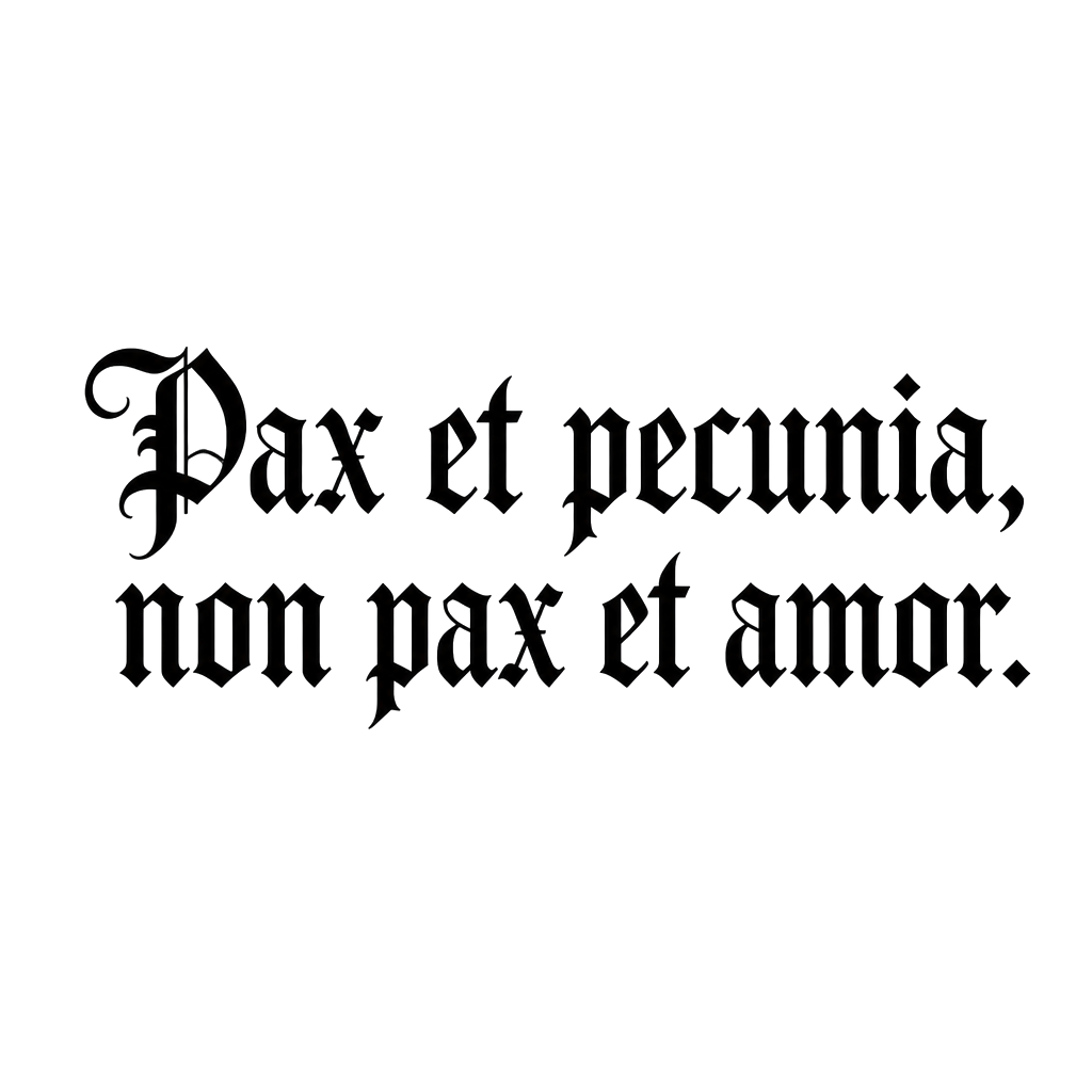 Pax et pecunia, non pax et amor.