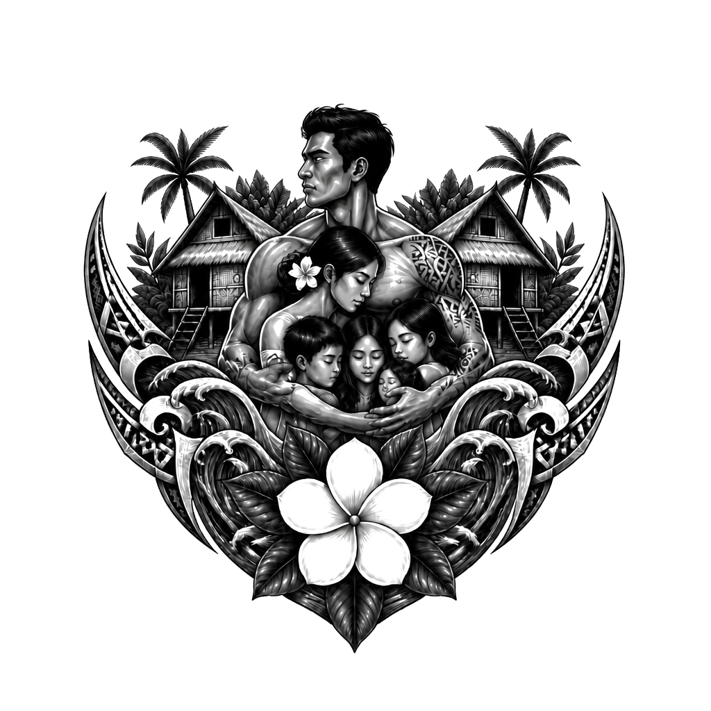 Visayan, made up of strength, love, huts, protection, family, water Phillipines sun and stars and the national flower