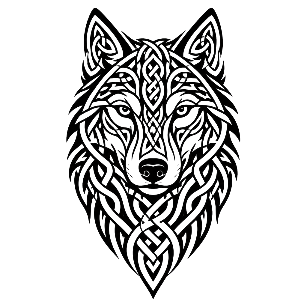 A wolf with knotwork fur